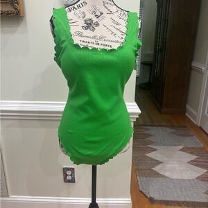 Aerie Green Ruffled Fitted One Piece Swim